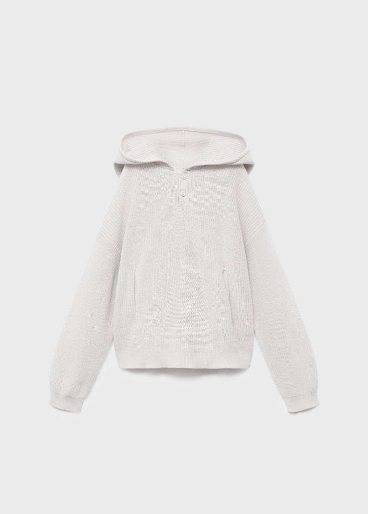 Hooded knit sweater — Light/Pastel Grey