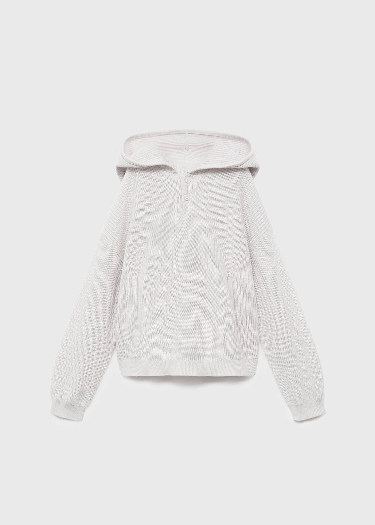 Hooded knit sweater — Light/Pastel Grey