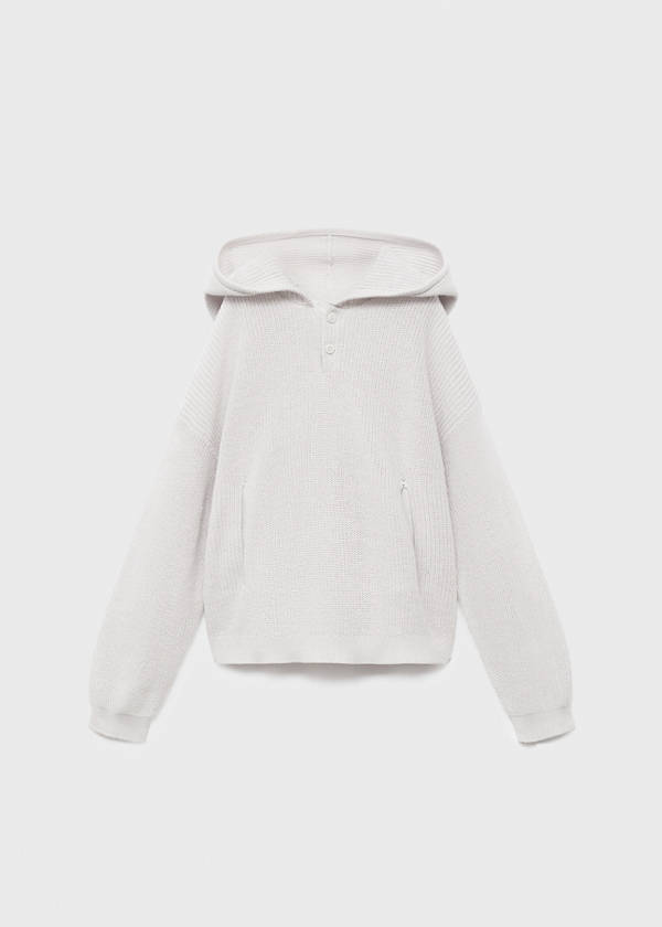 Hooded knit sweater — Light/Pastel Grey