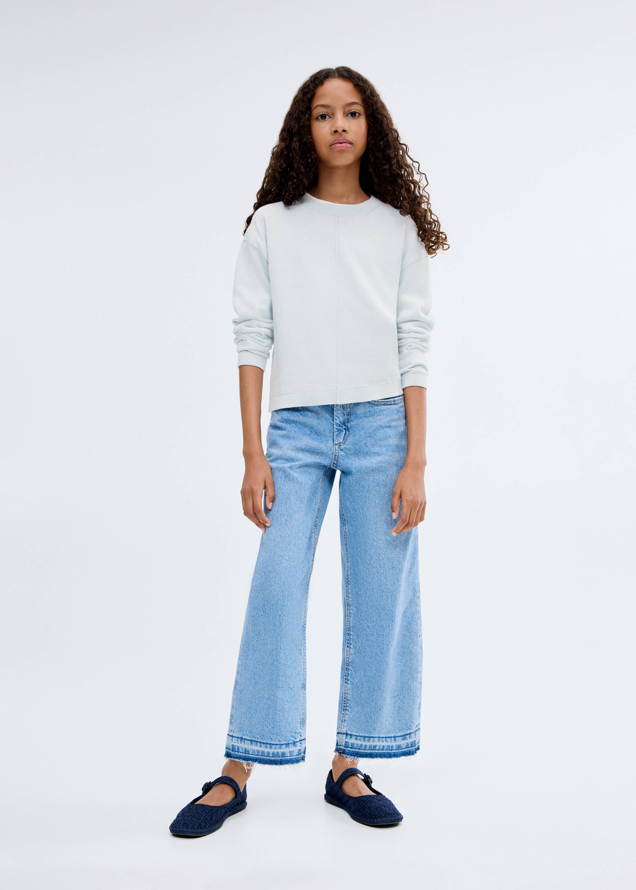 Decorative seams cotton sweater - General plane