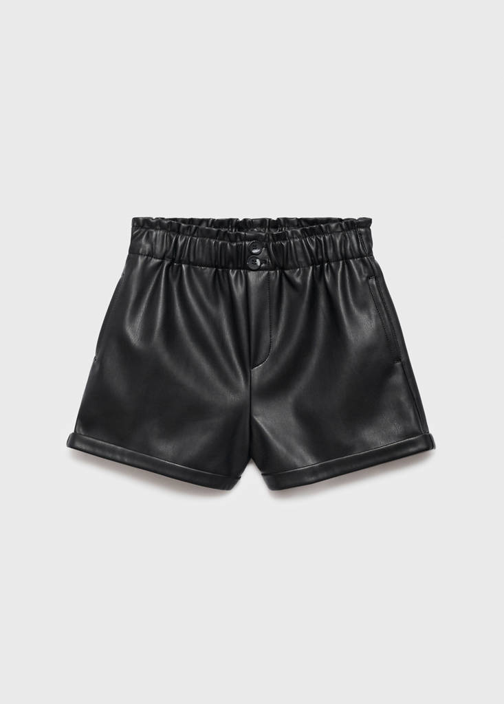 Faux-leather shorts — Black