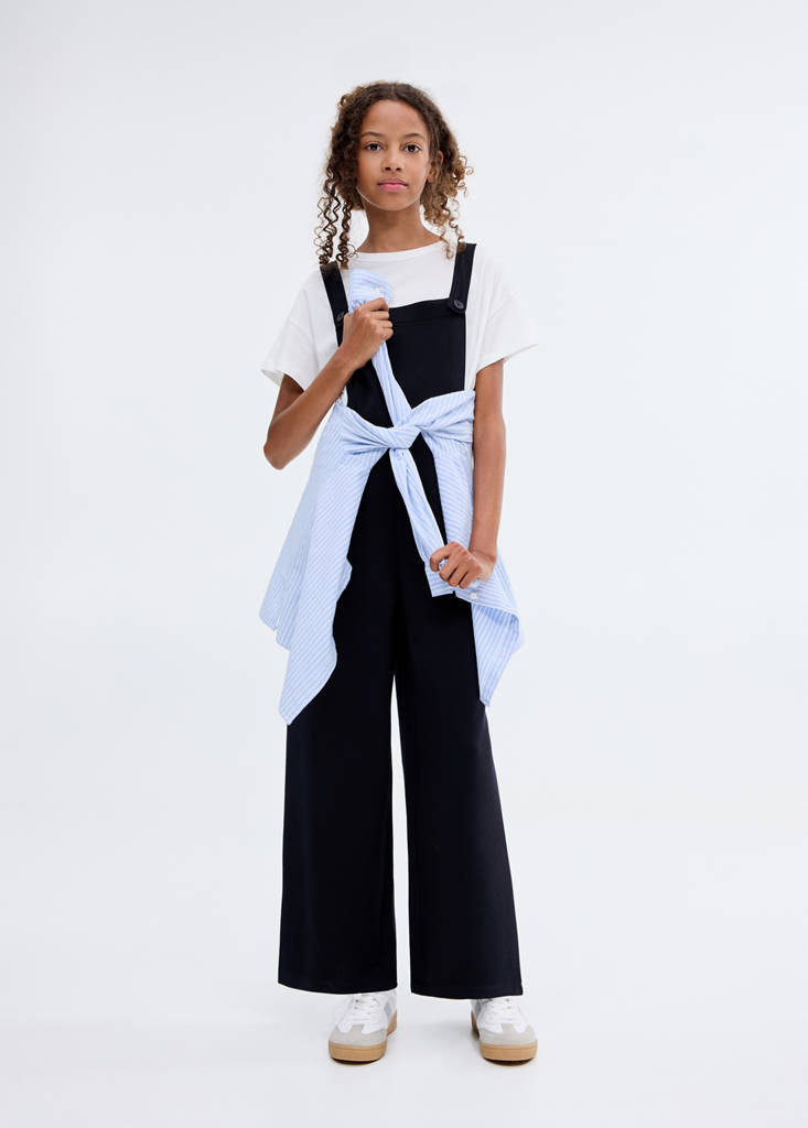 Long knitted dungarees — Navy