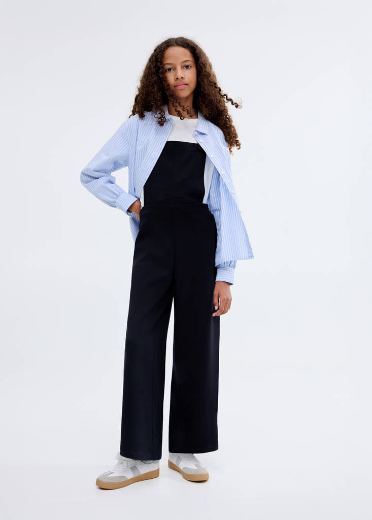 Long knitted dungarees — Navy