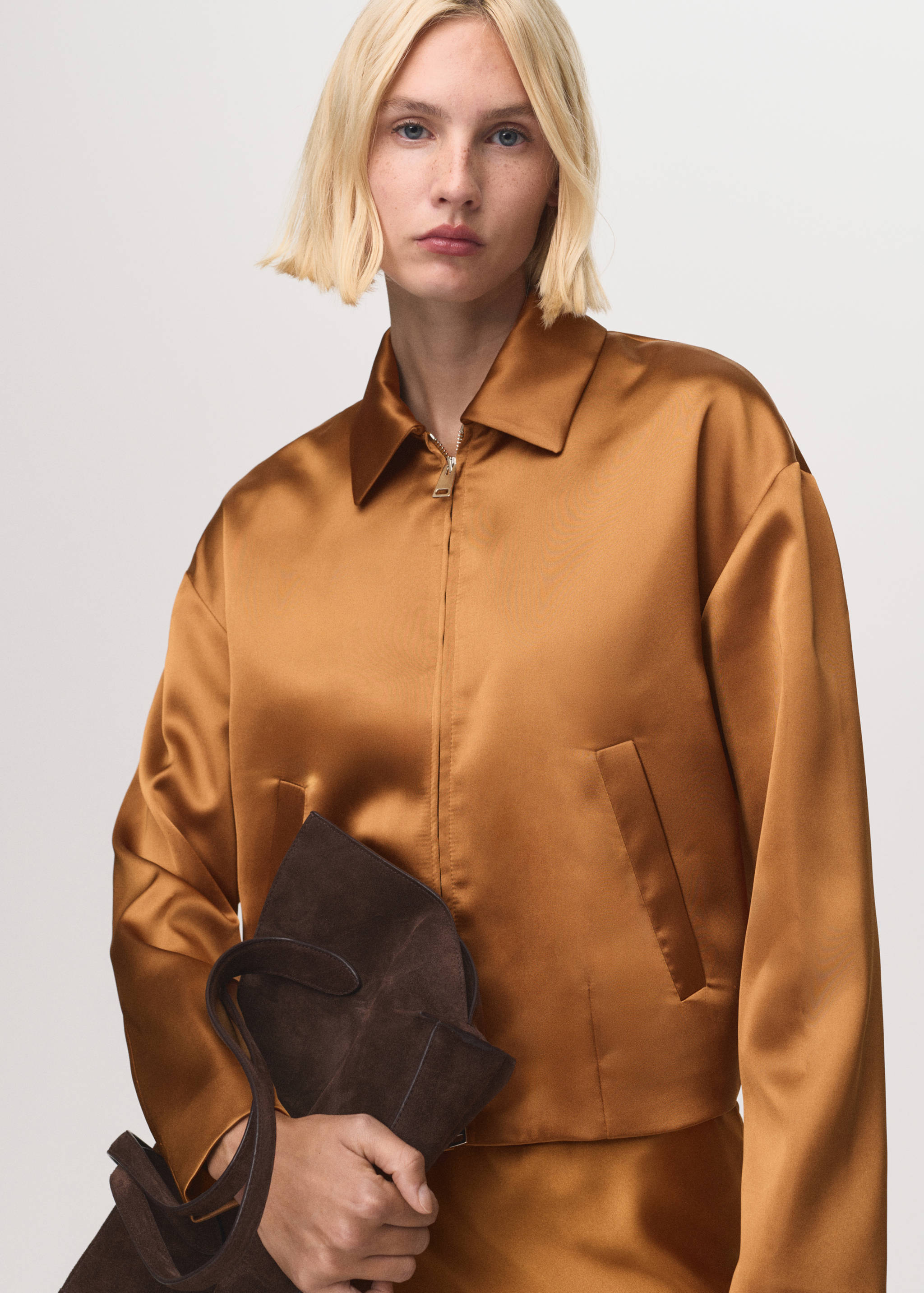 Satin jacket with pockets - Medium plane