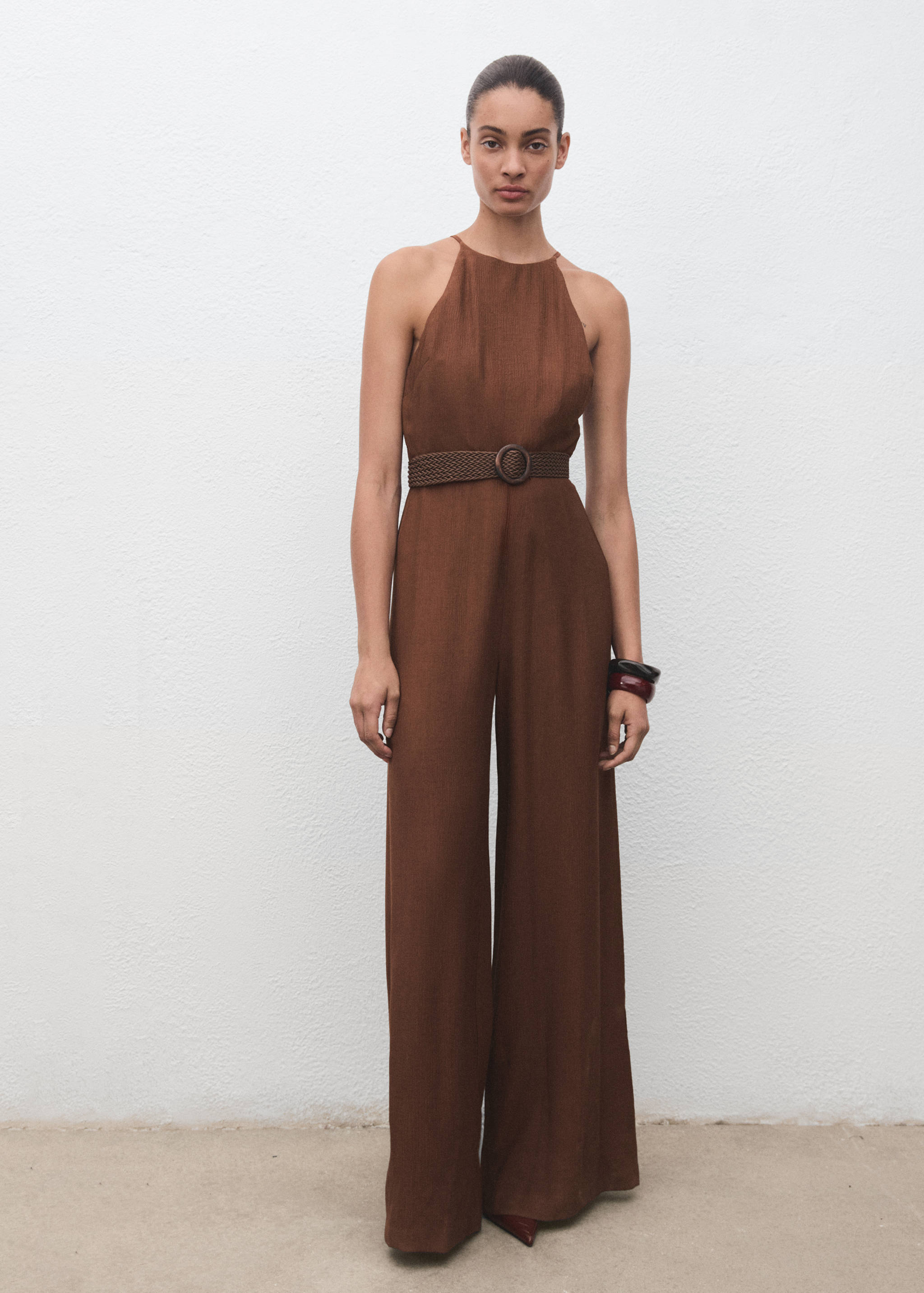 Pleated jumpsuit with belt - General plane