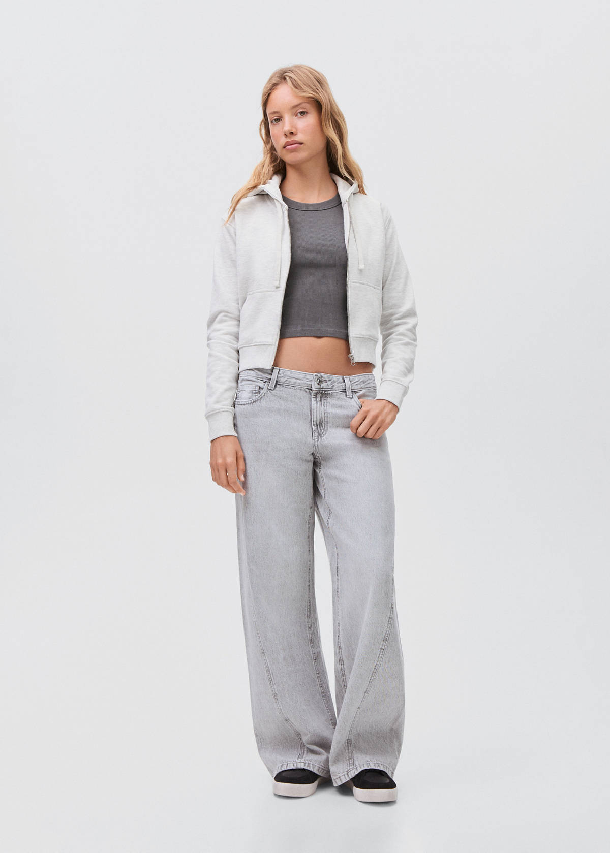 Zipped hoodie — Light Heather Grey