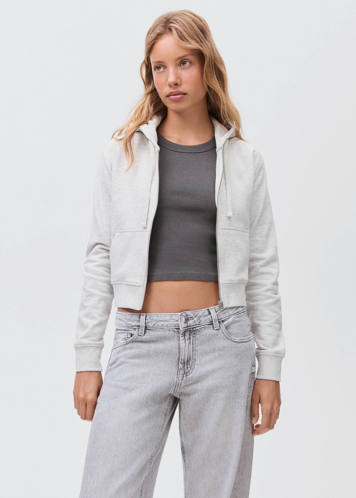 Zipped hoodie — Light Heather Grey