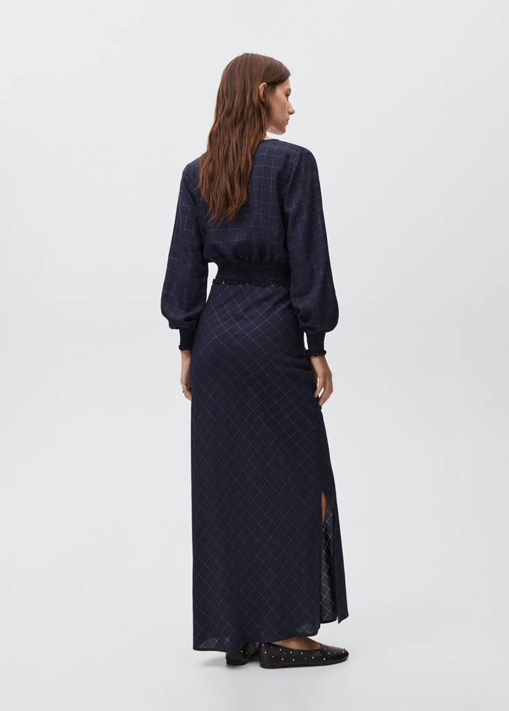 Lurex check skirt — Navy