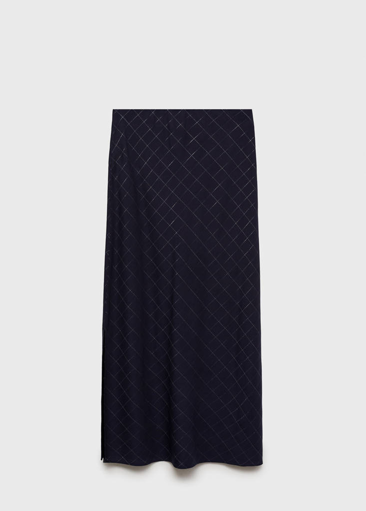 Lurex check skirt — Navy