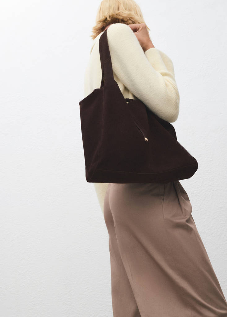 Suede shopper bag — Chocolate