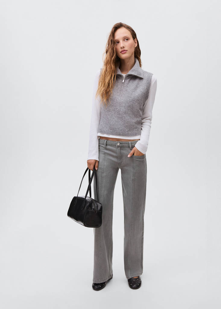 Low-waist jeans with star detail — Denim Grey
