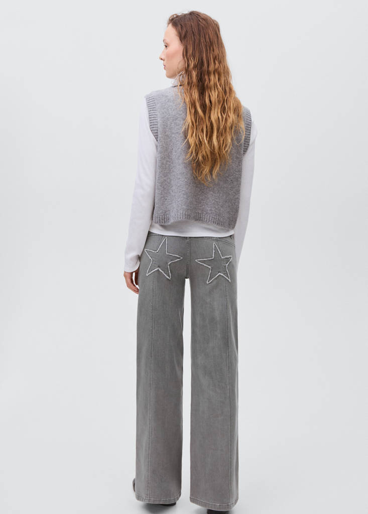 Low-waist jeans with star detail — Denim Grey