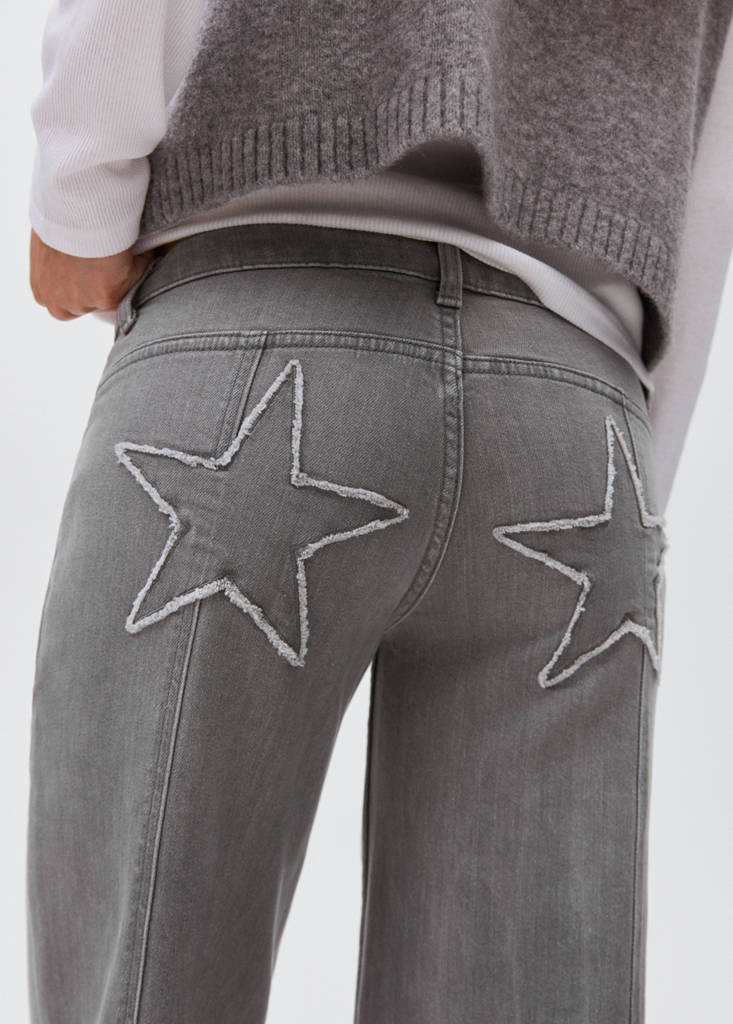 Low-waist jeans with star detail — Denim Grey