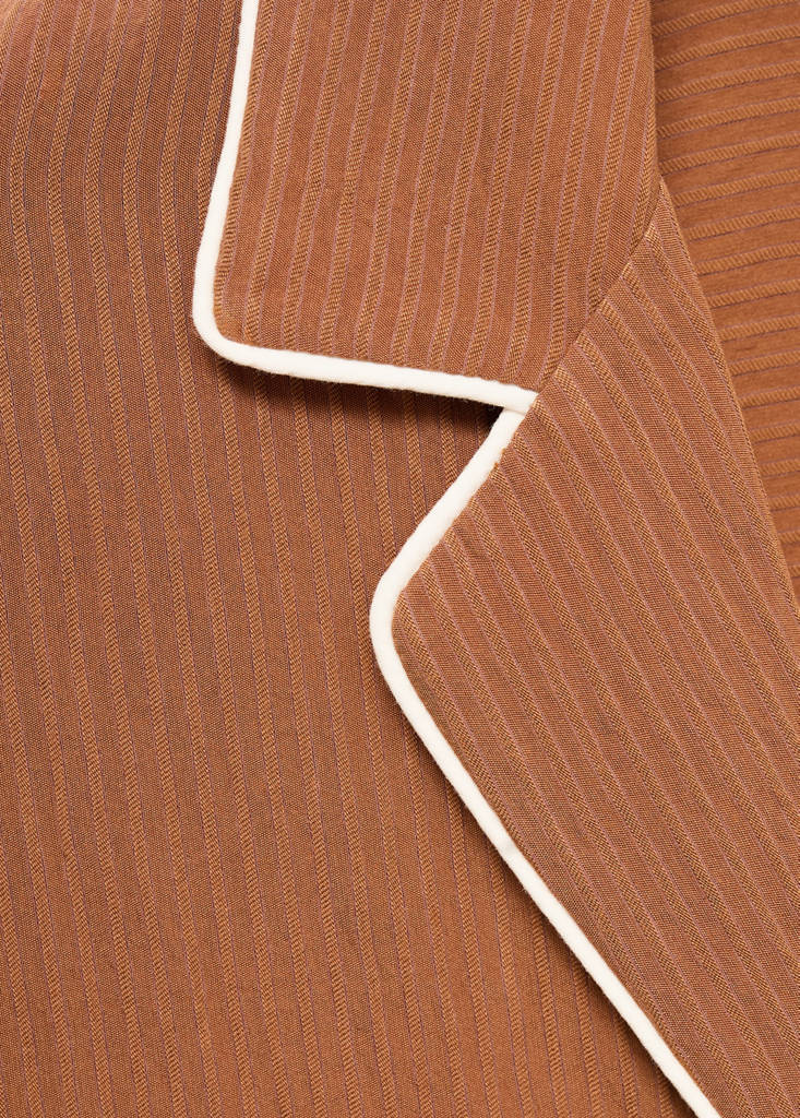 Textured shirt with contrasting trim — Brown