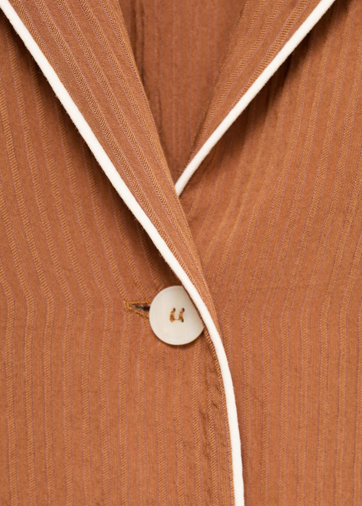 Textured shirt with contrasting trim — Brown