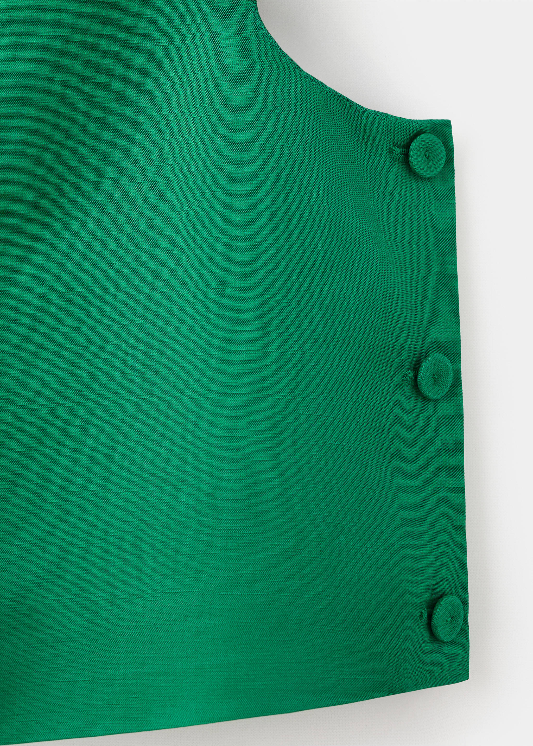 Топ из смесового льна с пуговицами - Деталь изделия 8, Зеленый. Ref: 17084789-00.