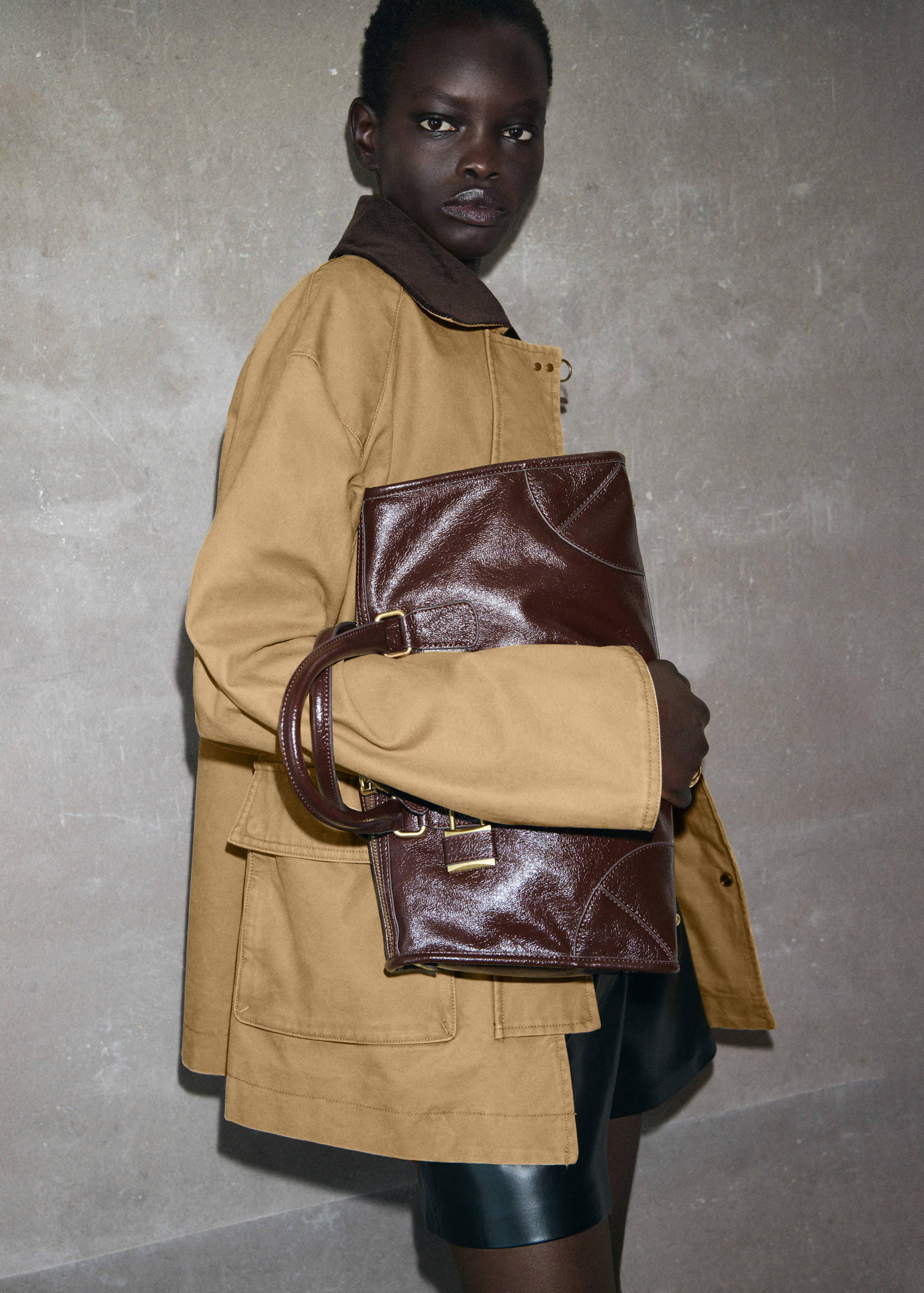 Oversized parka with contrasting collar - Medium plane