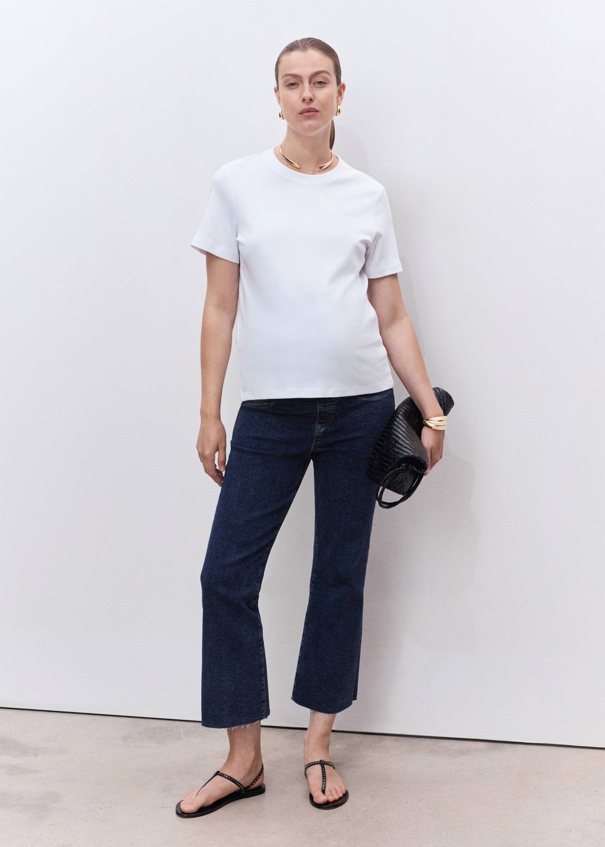 Maternity flared cropped jeans - General plane