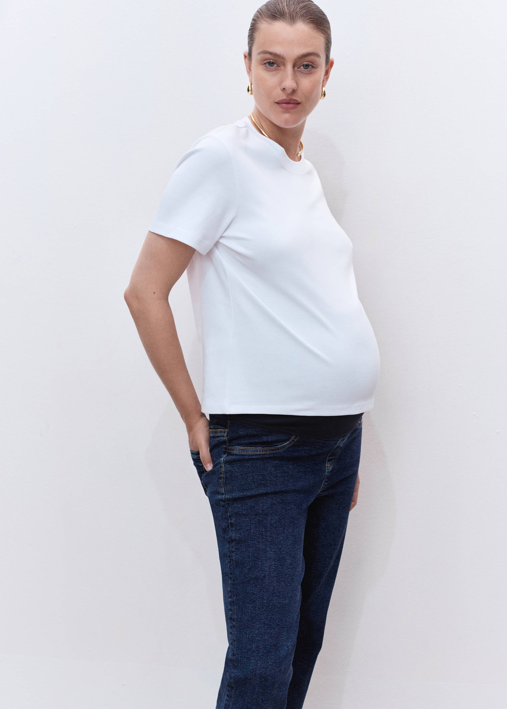 Maternity flared cropped jeans - Details of the article 1