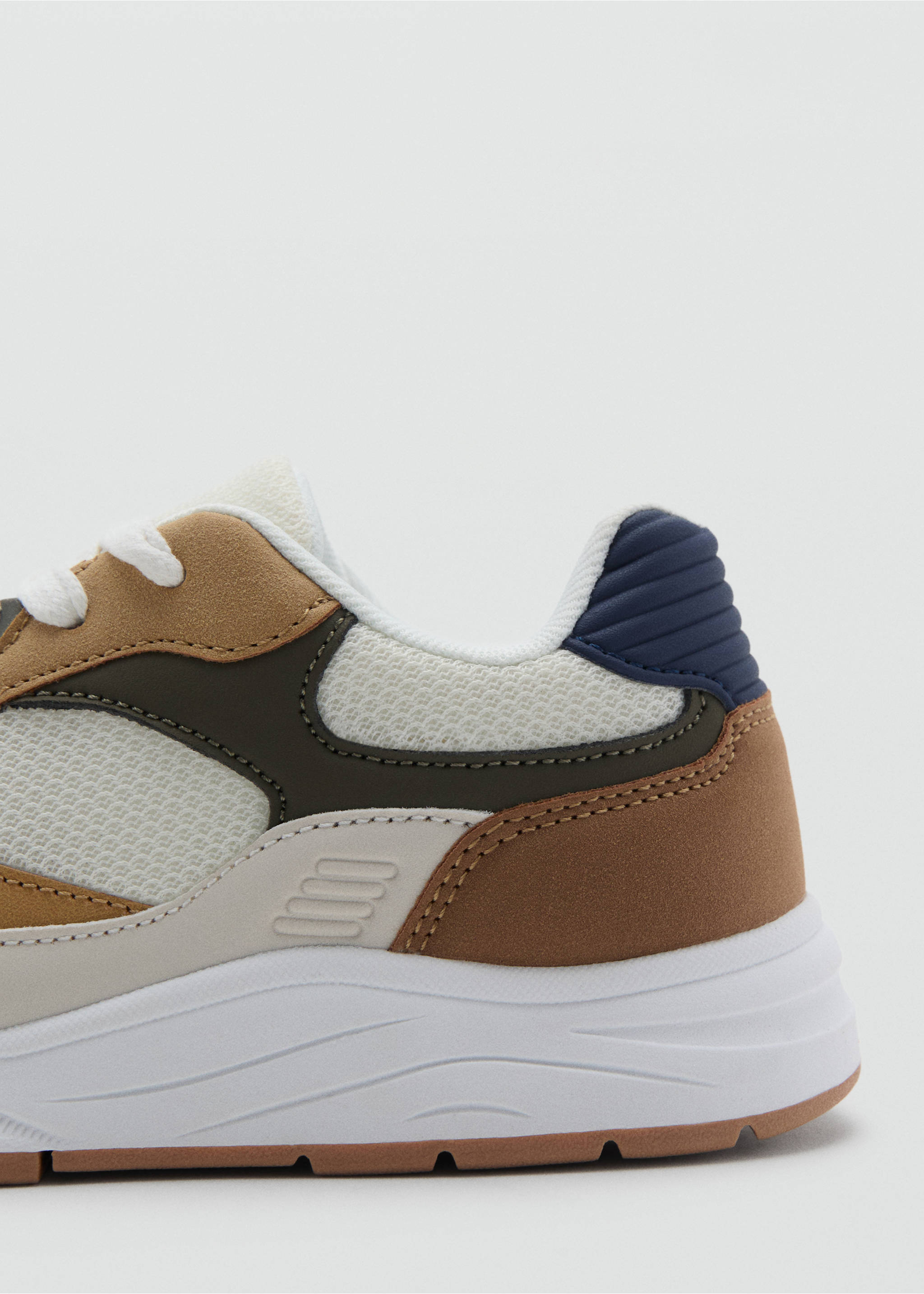 Lace-up mixed sneakers - Details of the article 1, Beige. Ref: 17085146-00.