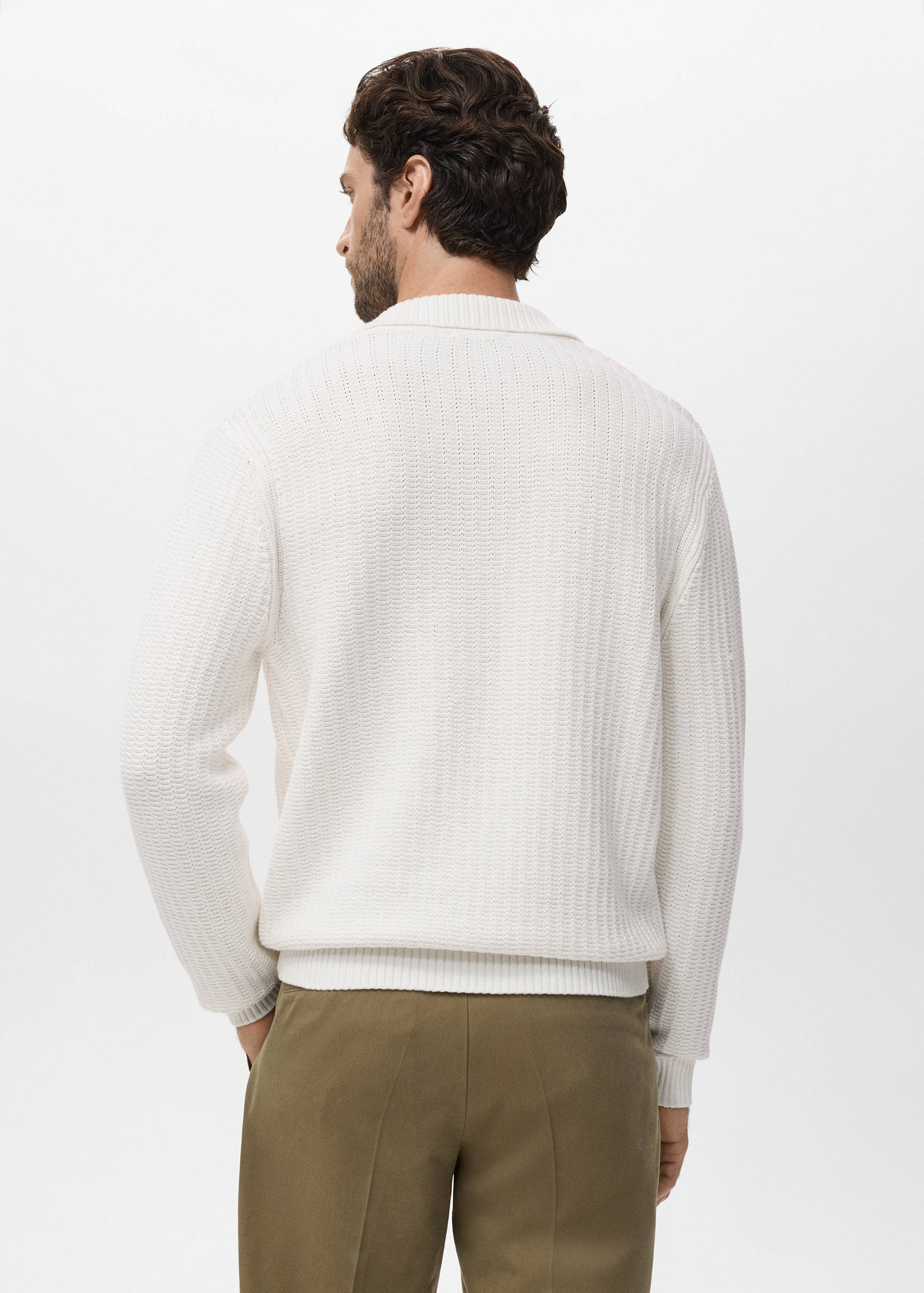 Knitted structured polo sweater - Reverse of the article