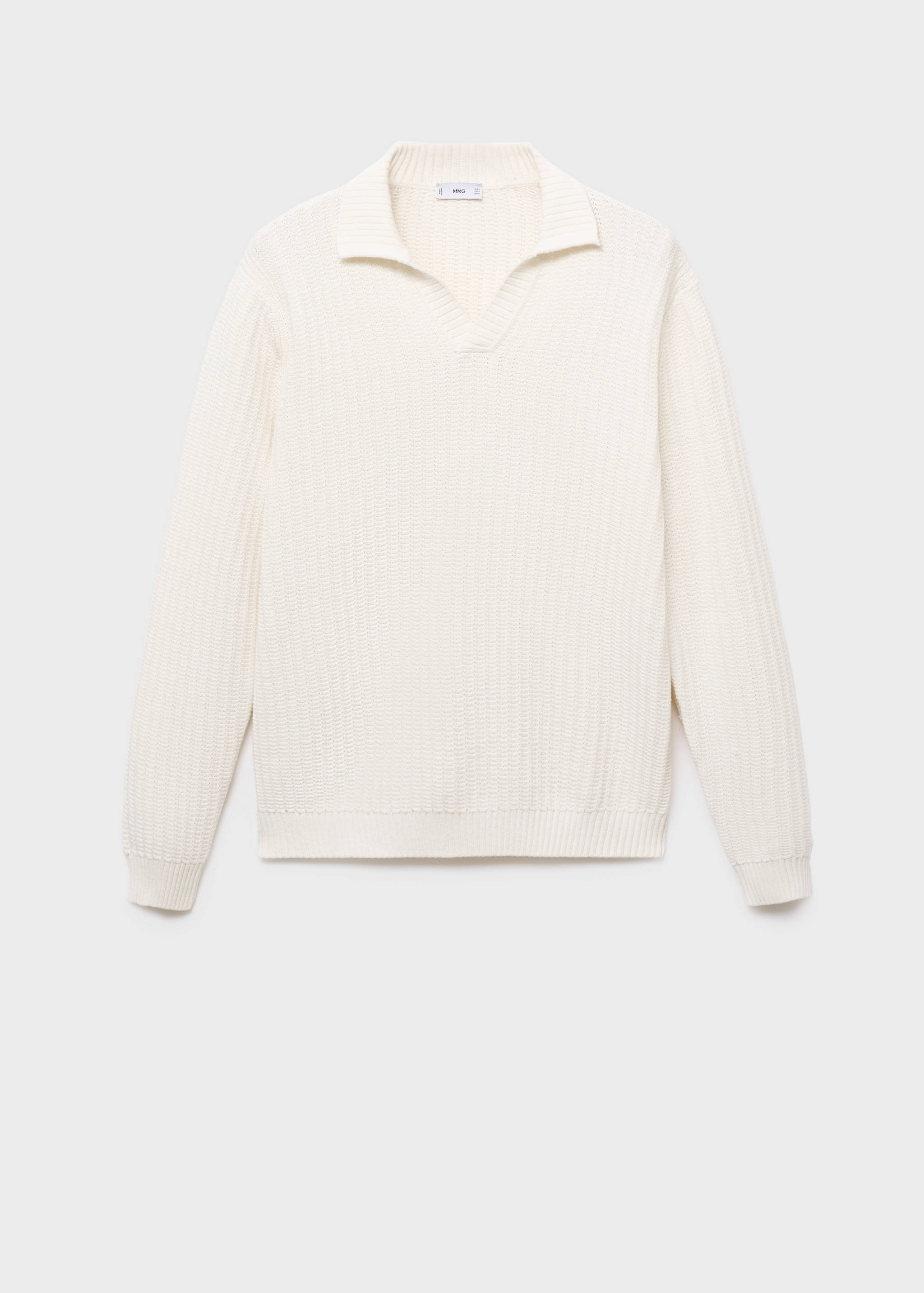 Knitted structured polo sweater - Article without model