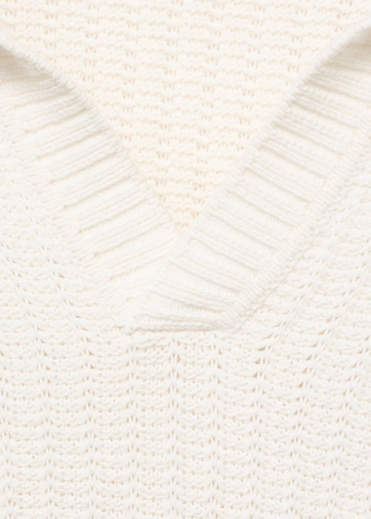 Knitted structured polo sweater — Off White