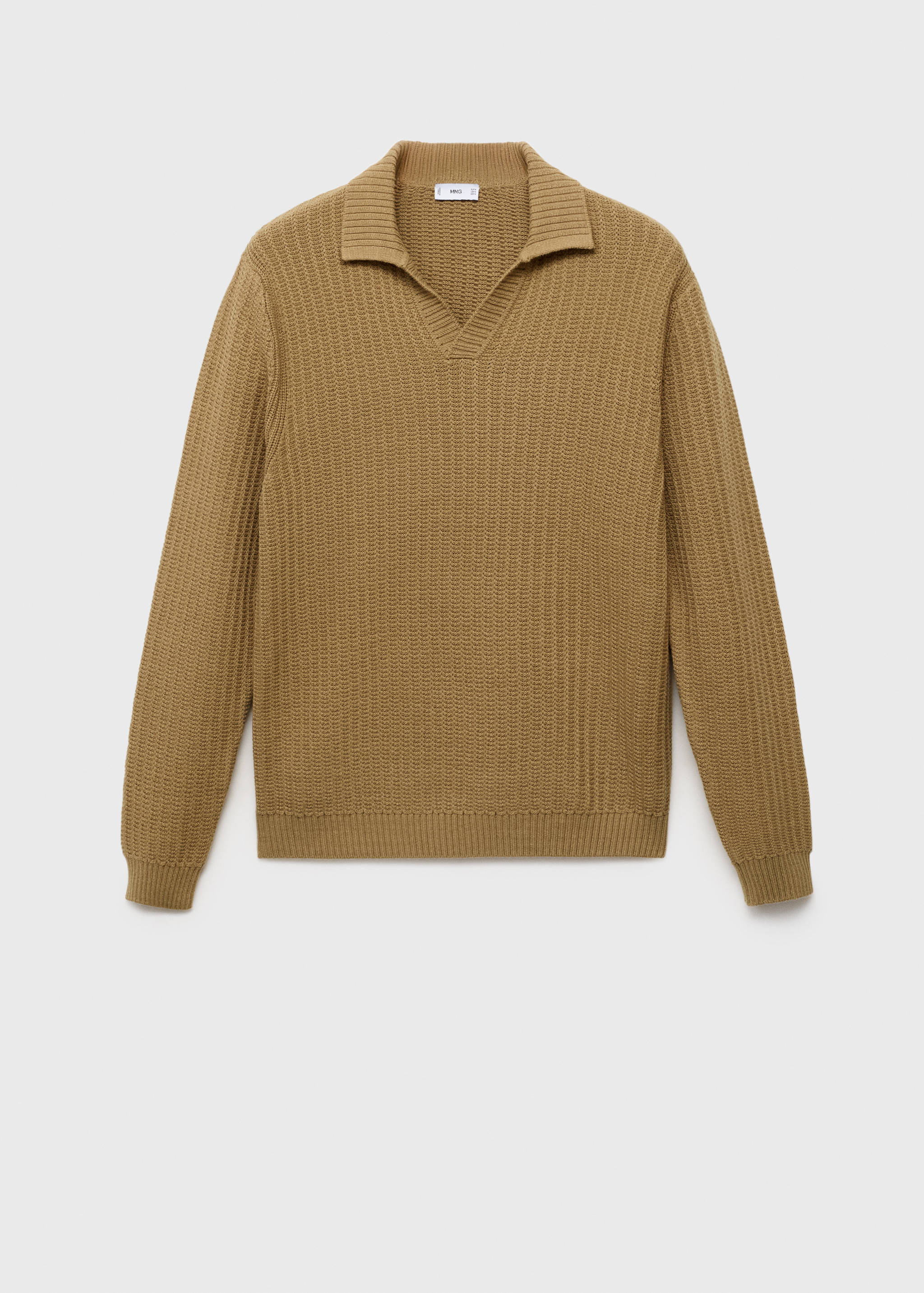 Knitted structured polo sweater - Article without model