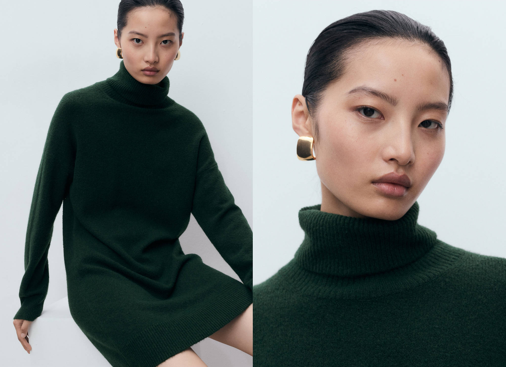 Turtle neck knit dress - Panoramic plane