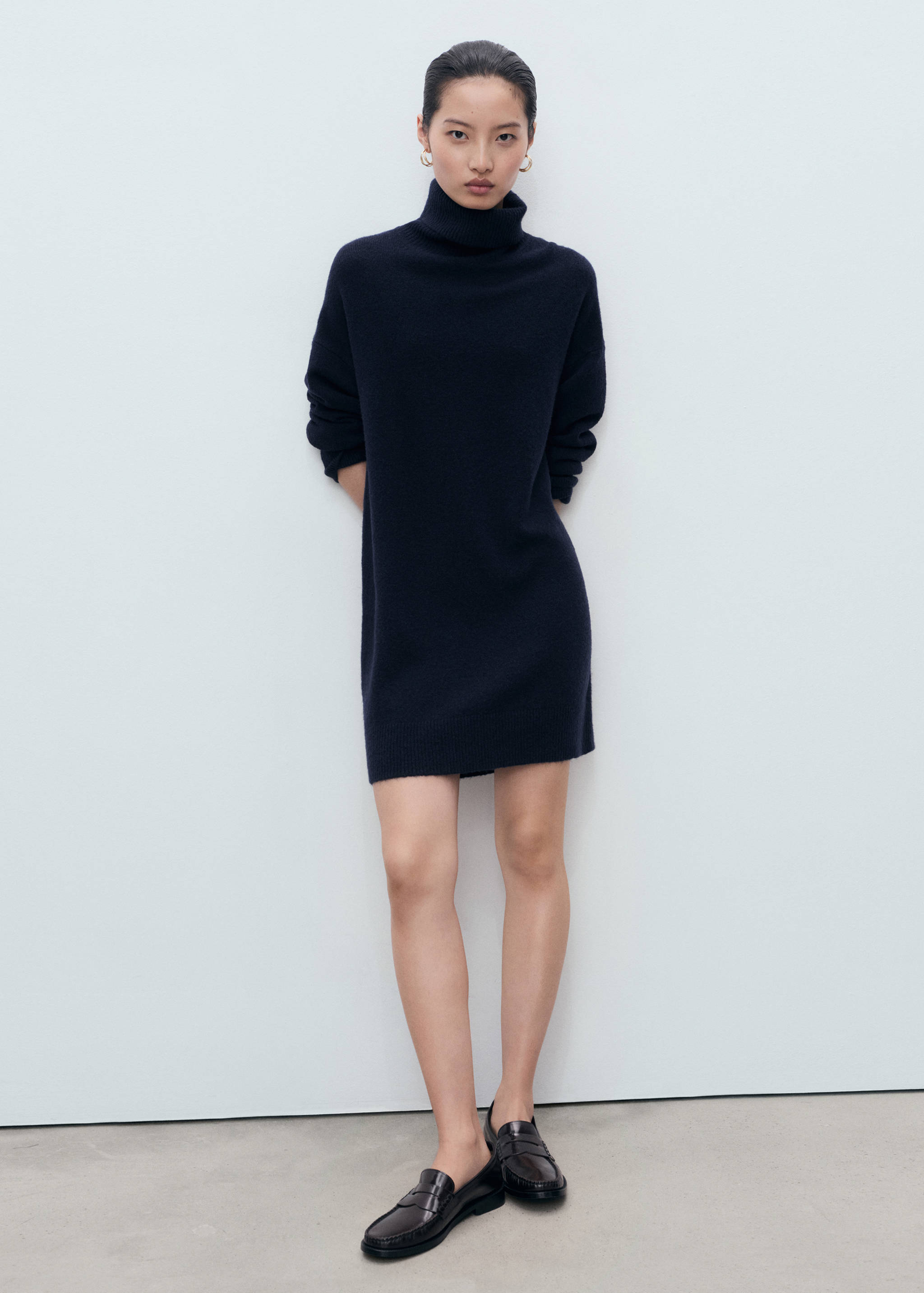 高领针织连衣裙 - null