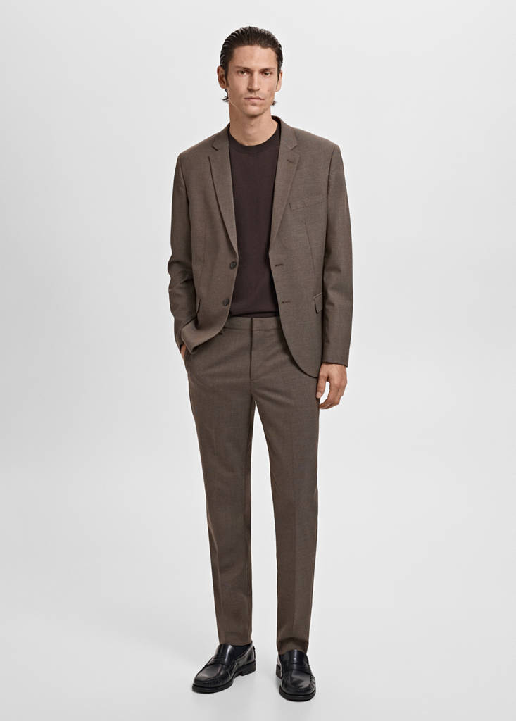 Stretch fabric super slim-fit suit trousers — Brown
