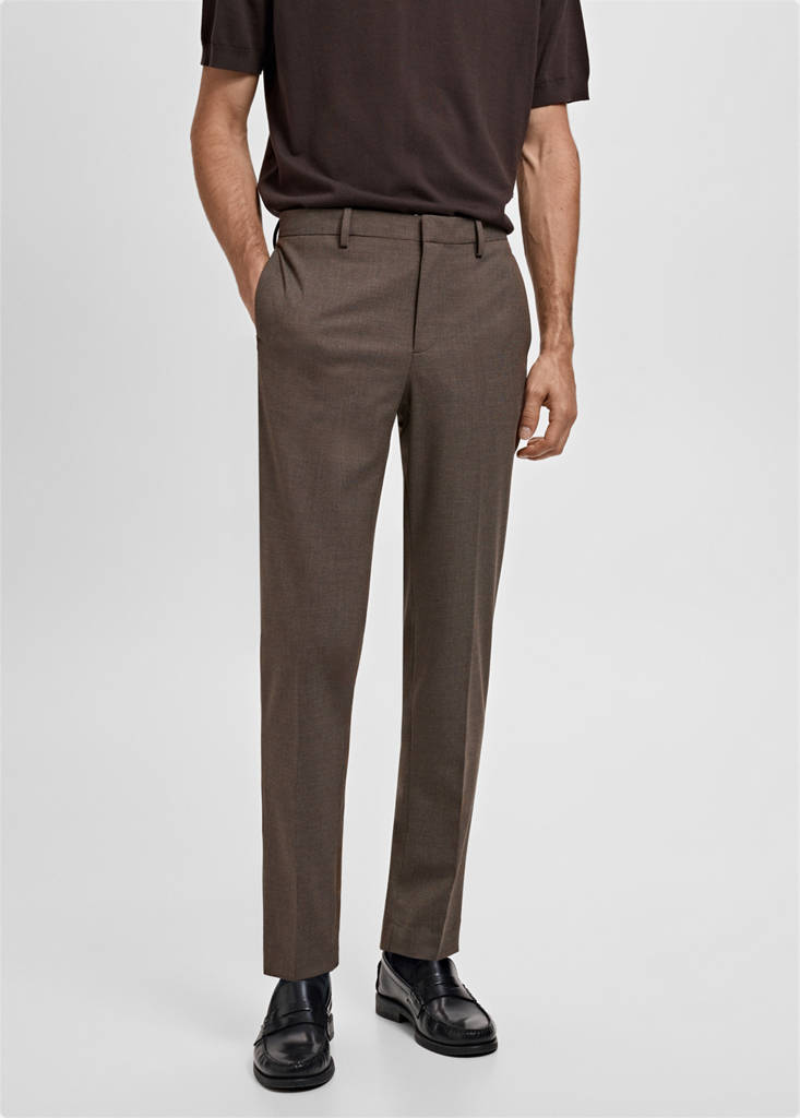 Stretch fabric super slim-fit suit trousers — Brown