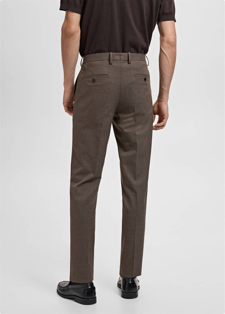 Stretch fabric super slim-fit suit trousers — Brown