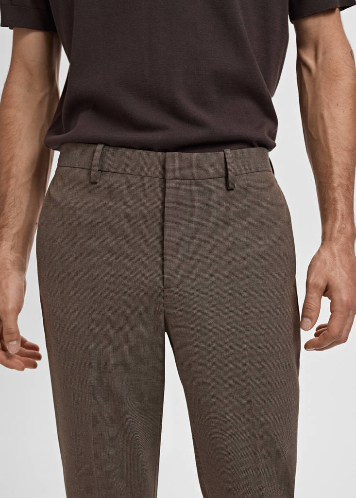Stretch fabric super slim-fit suit trousers — Brown