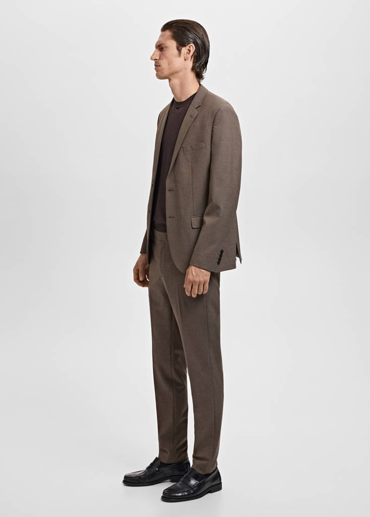 Stretch fabric super slim-fit suit trousers — Brown