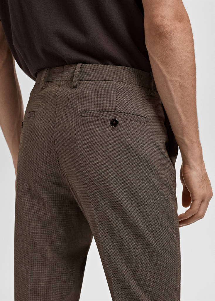 Stretch fabric super slim-fit suit trousers — Brown