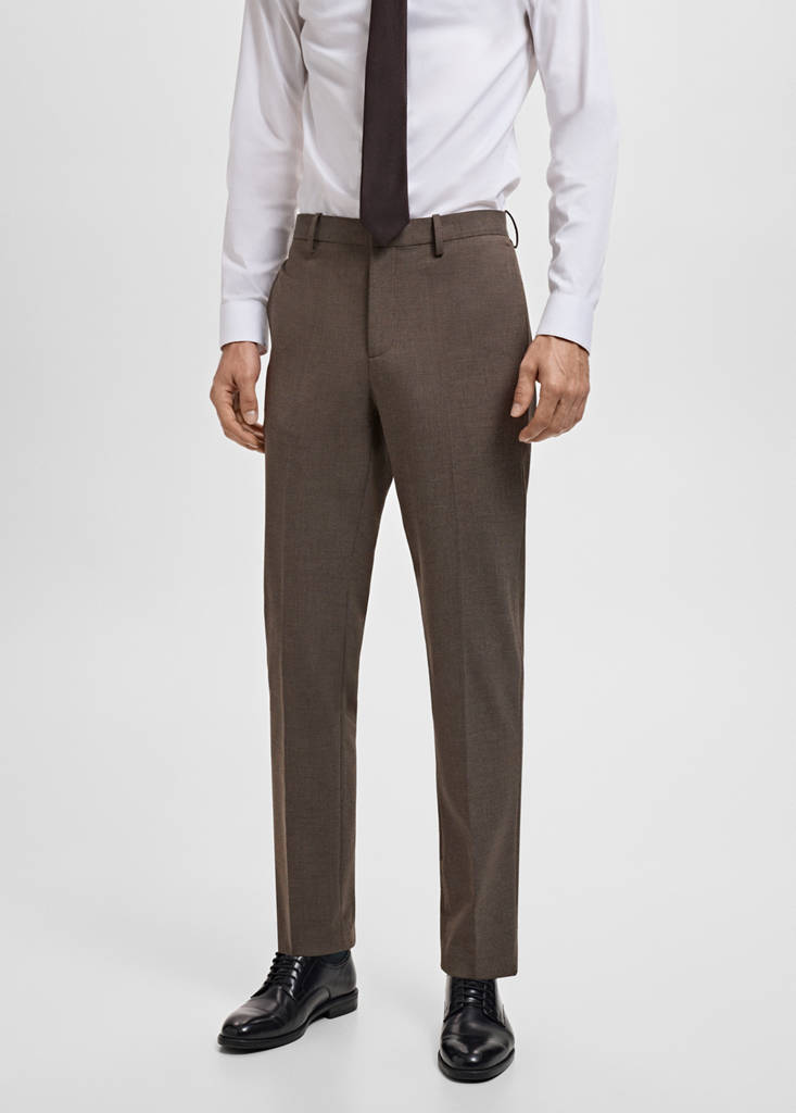 Stretch fabric super slim-fit suit trousers — Brown