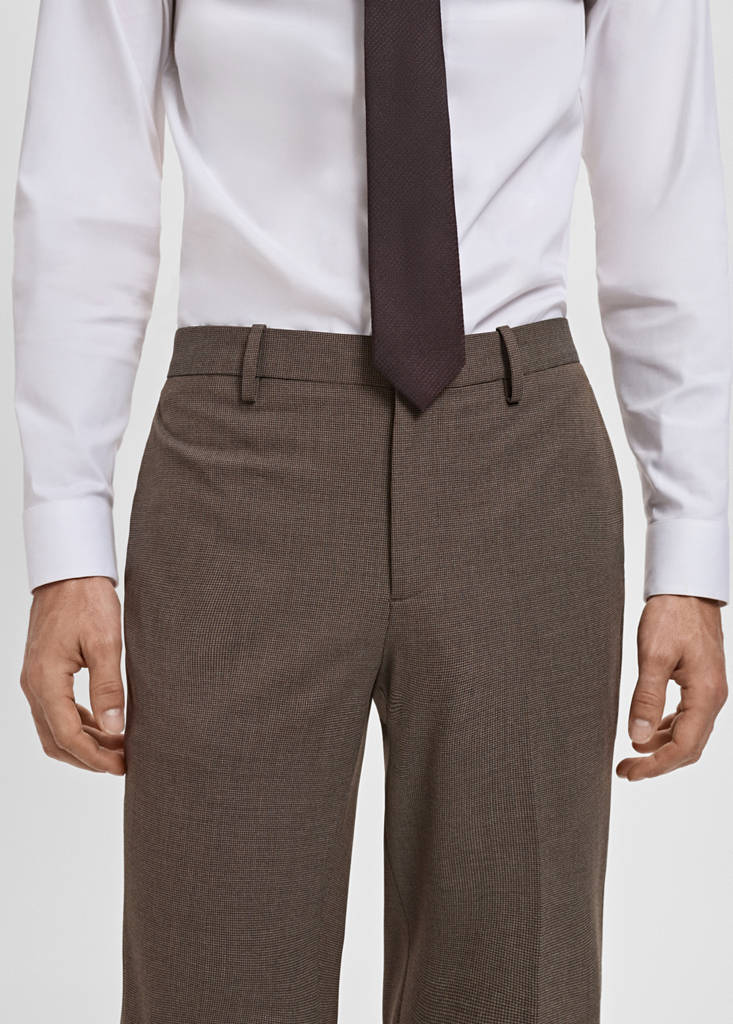 Stretch fabric super slim-fit suit trousers — Brown
