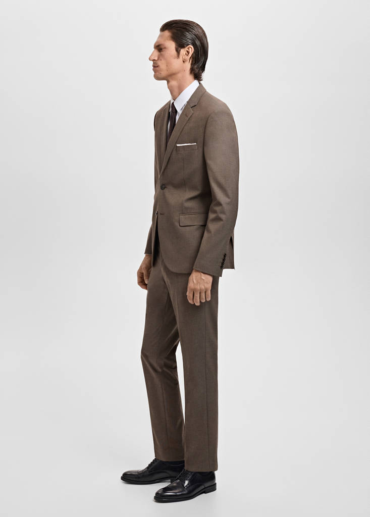 Stretch fabric super slim-fit suit trousers — Brown