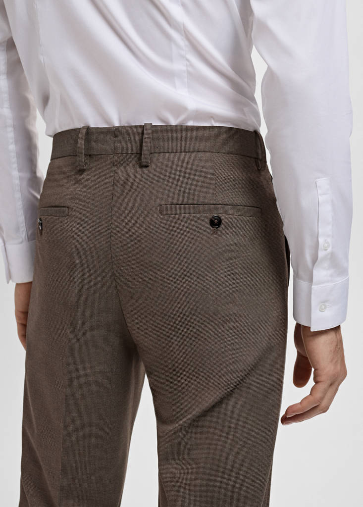 Stretch fabric super slim-fit suit trousers — Brown
