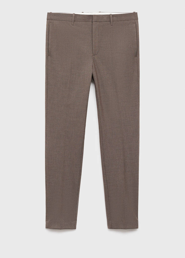 Stretch fabric super slim-fit suit trousers — Brown