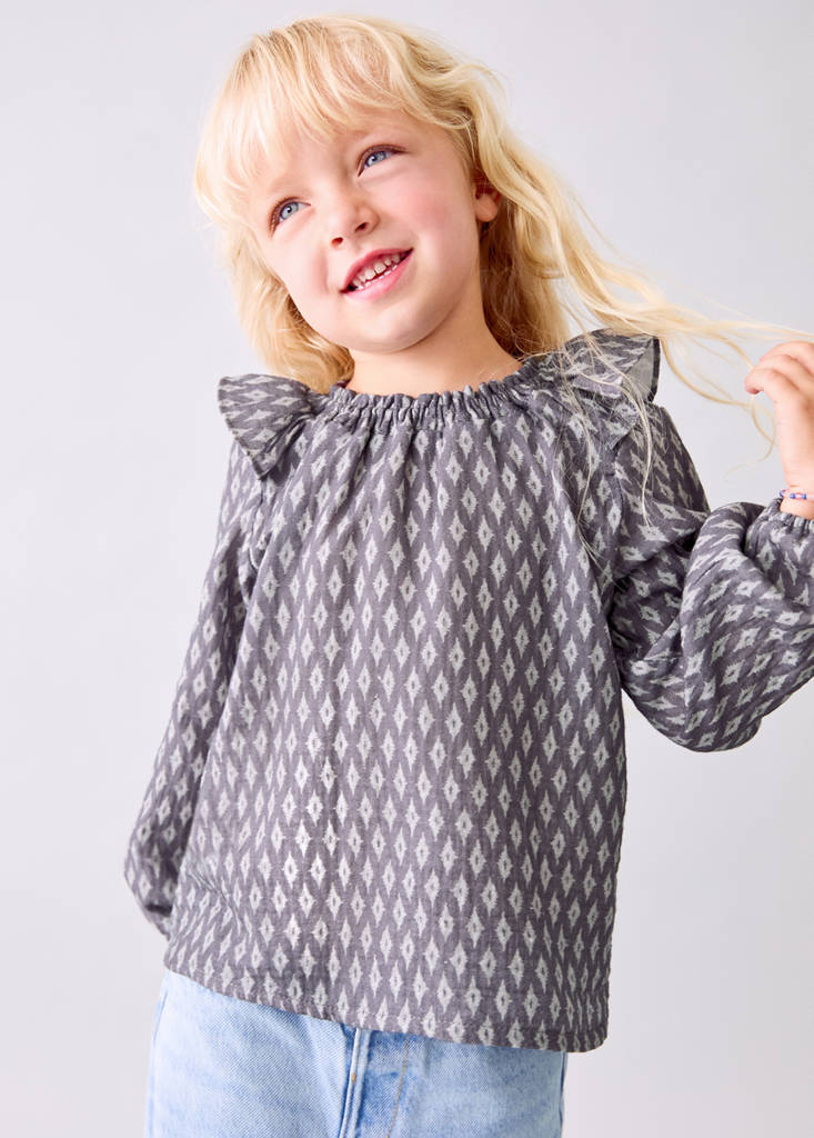 Cotton blouse with ethnic print