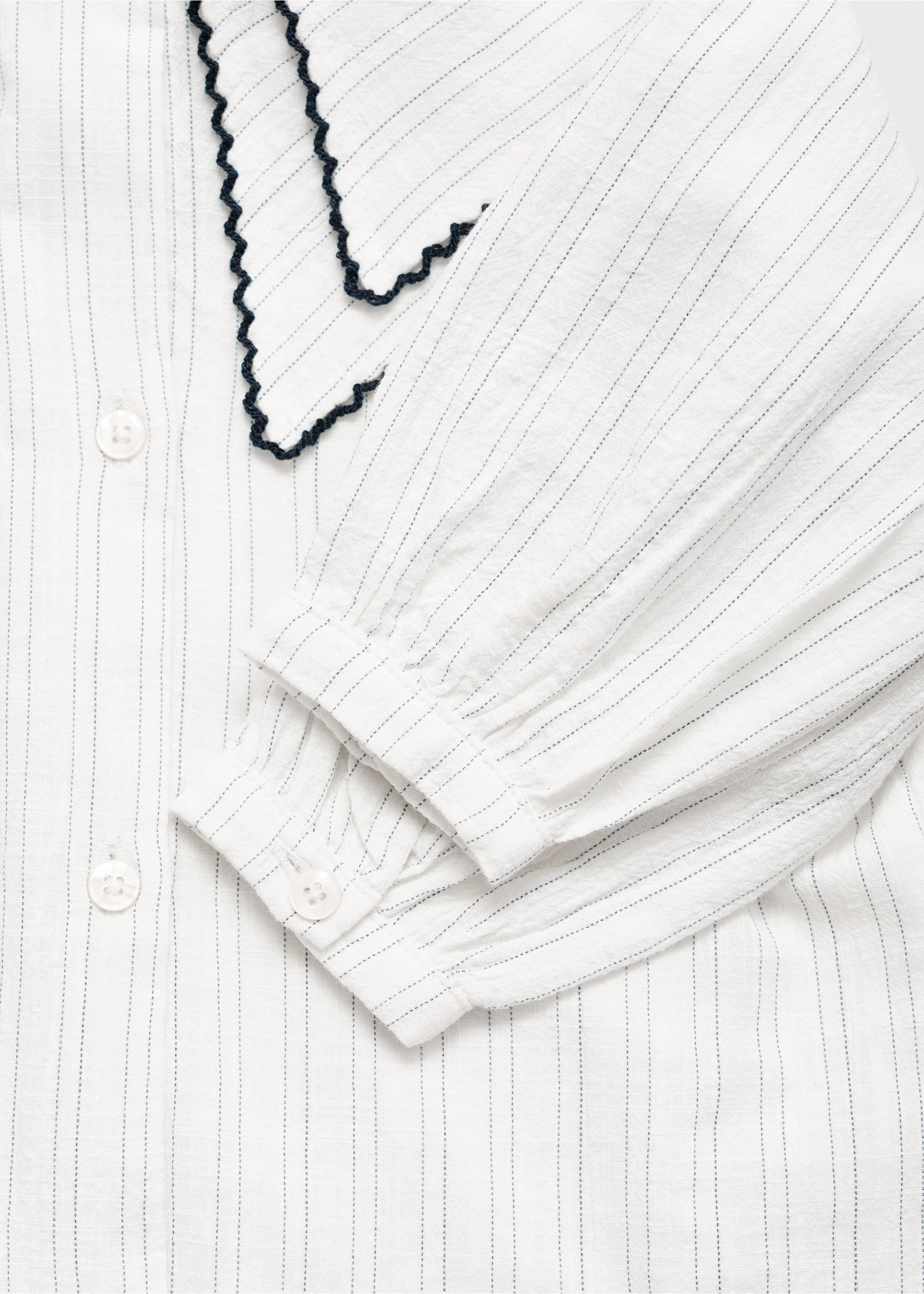Blusa rayas cuello babydoll - Detalle del artículo 0, Blanco. Ref: 17085162-00.