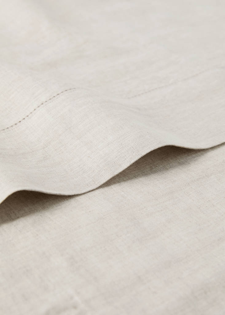 Washed linen children’s top sheet with hemstitch for 90 cm bed — Beige
