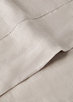Washed linen children’s top sheet with hemstitch for 90 cm bed — Medium Brown 1