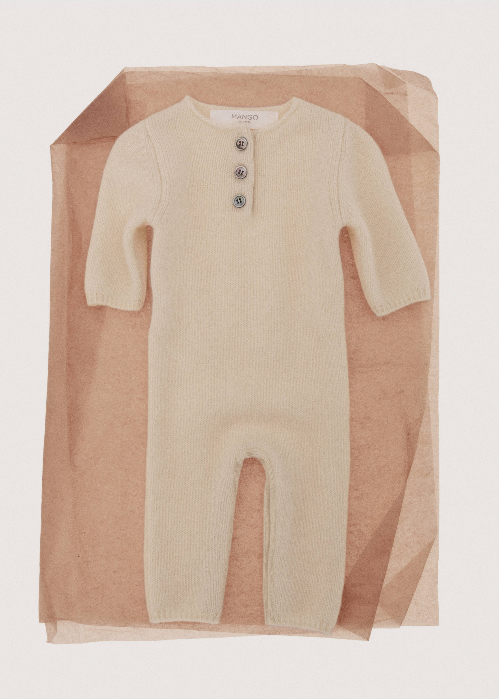 Baby cashmere pyjama - Details of the article 7, Ecru. Ref: 17085167-00.