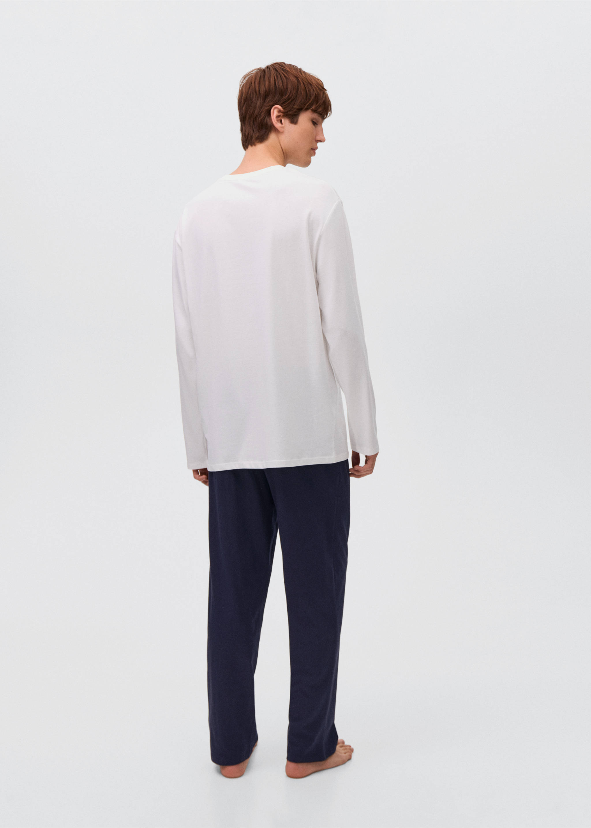 Pijama largo algodón - Reverso del artículo, Azul marino. Ref: 17085785-00.