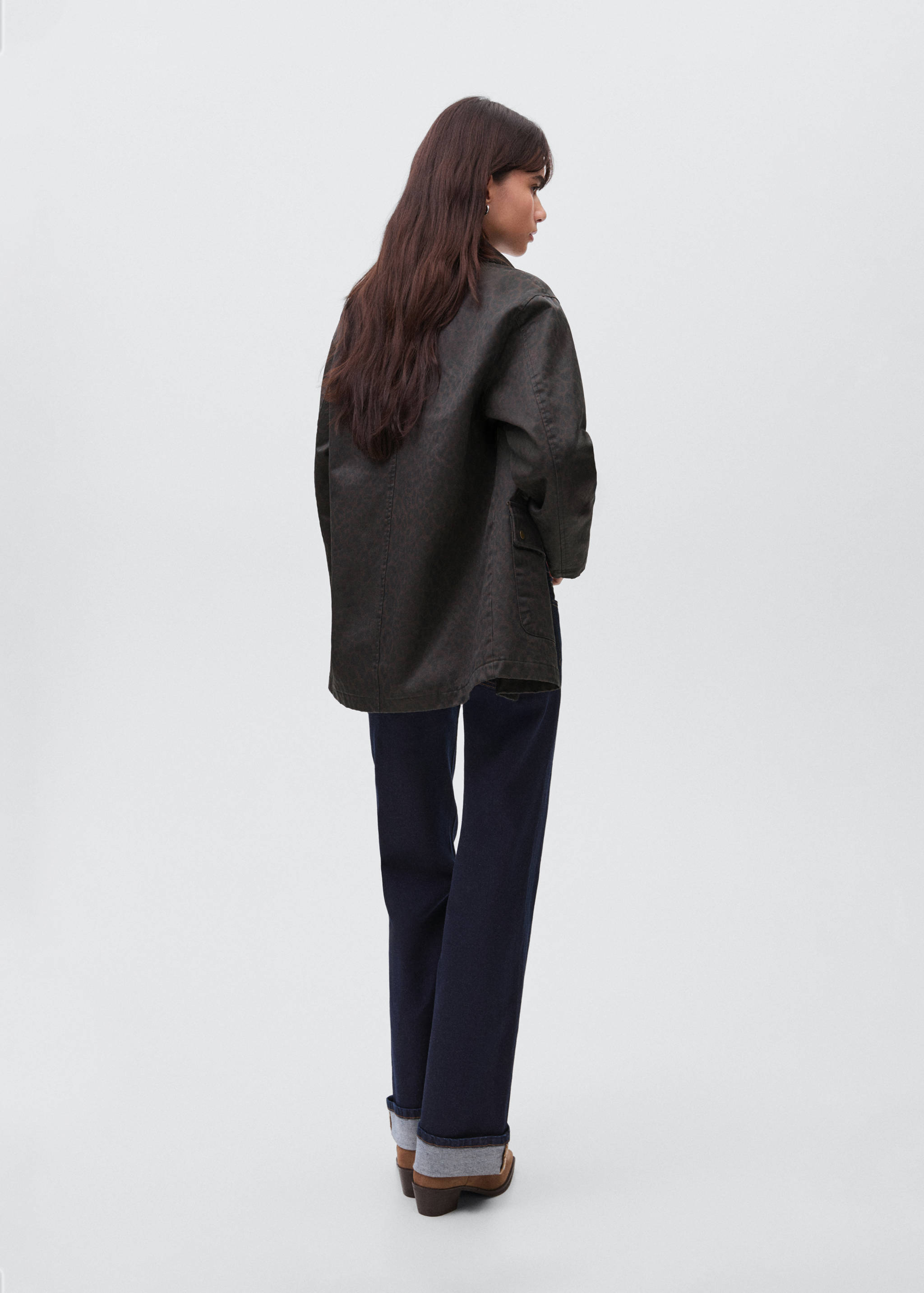 Leopard-print wax-effect parka - Reverse of the article