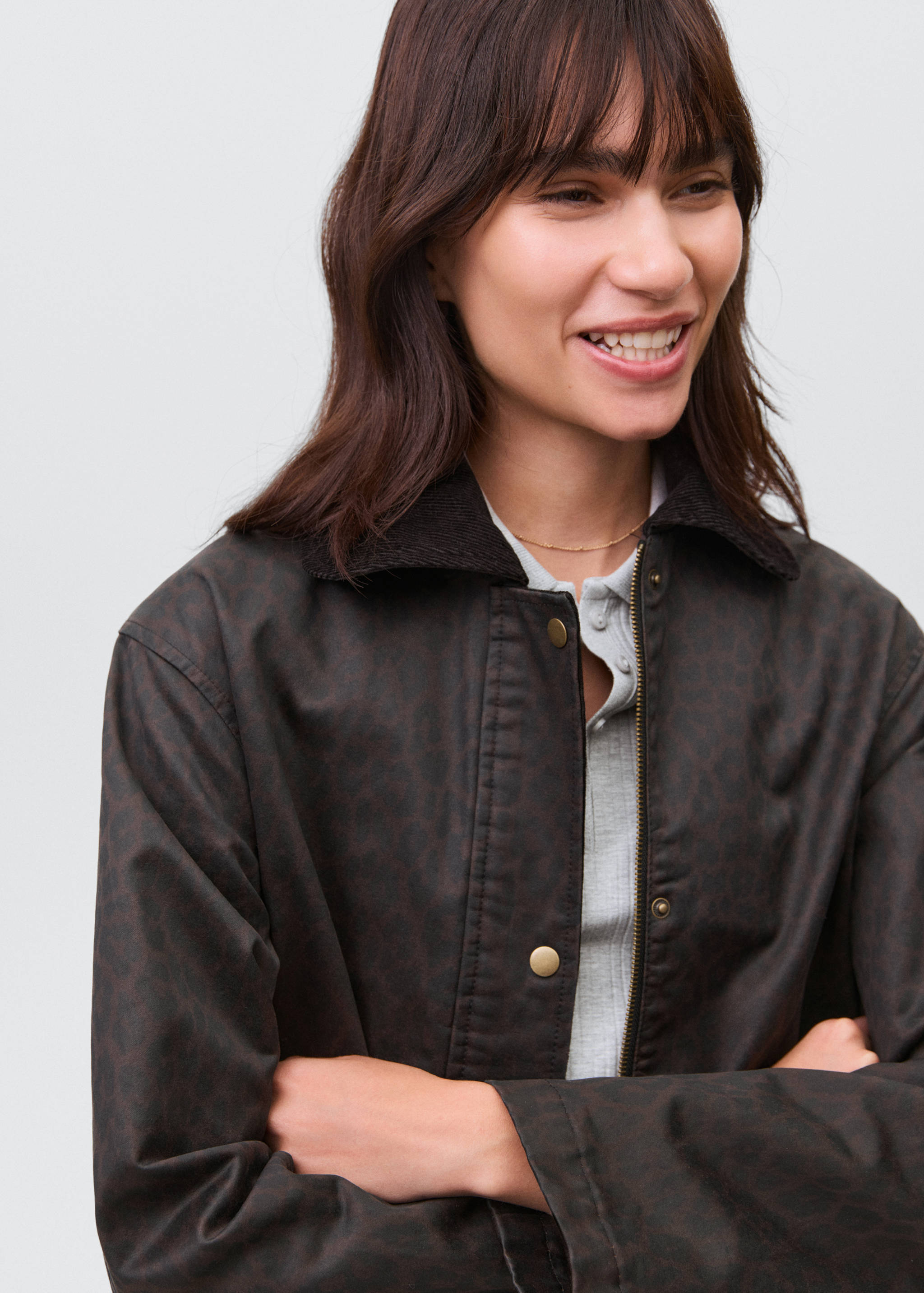 Leopard-print wax-effect parka - Details of the article 1