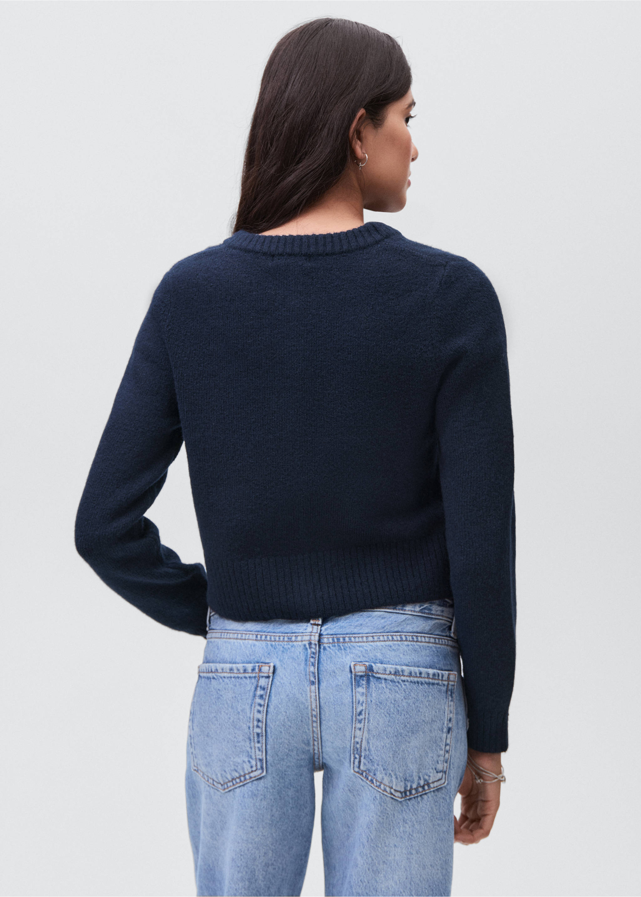Knitted button cardigan - Reverse of the article, Navy. Ref: 17085789-00.